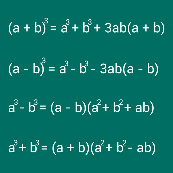 Algebra Kubus Formules Wiskunde — Stockvector