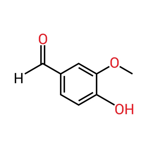 Chemische Struktur Von Vanillin C8H8O3 — Stockvektor
