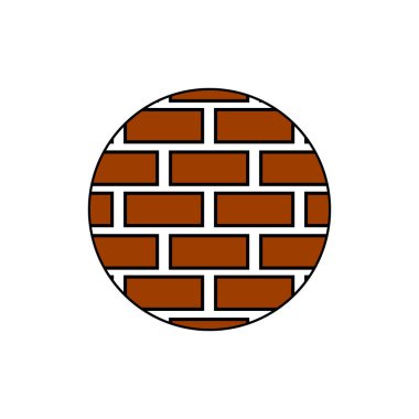 Çemberde tuğla duvar simgesi, vektör illüstrasyonu