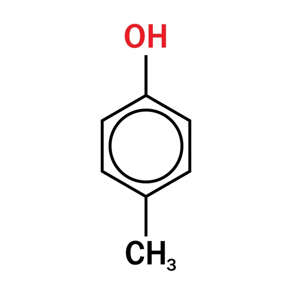 白を背景にしたP クレゾールの化学構造 — ストックベクタ