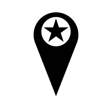 Beyaz arkaplanda yıldız işareti olan harita işaretleyici simgesi