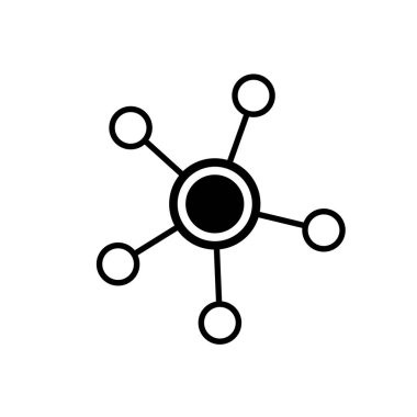 siyah hub ağ bağlantı çizgisi vektör simgesi