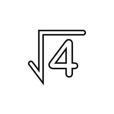 Beyaz arkaplanda dörtlünün karekökü.