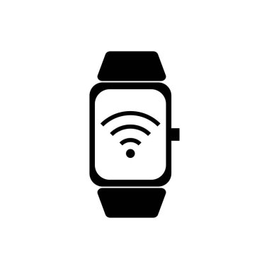 black wifi watch icon vector on white background