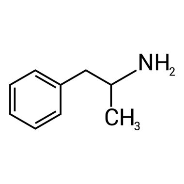 Amfetaminin kimyasal yapısı (C9H13N)