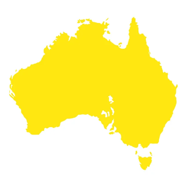 Jaune Australie Carte Nationale Image Vectorielle Sur Fond Blanc — Image vectorielle