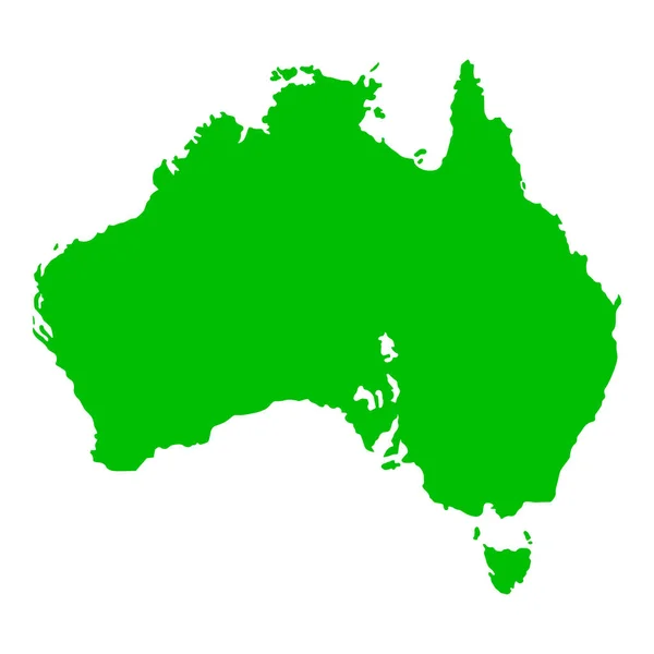 Vert Australie Carte Nationale Image Vectorielle Sur Fond Blanc — Image vectorielle