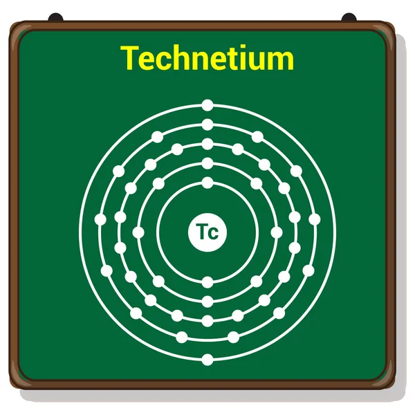 Bohr Modell Teknetium Atomen Teknetiums Elektronstruktur — Stock vektor