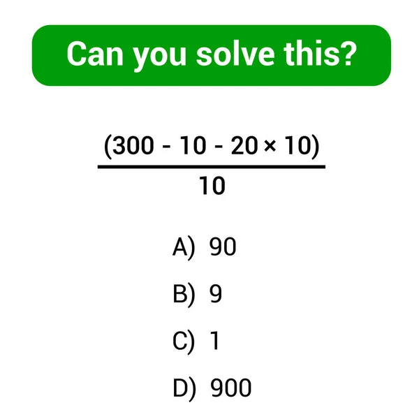 Can You Solve Mathematical Expression — Stock Vector