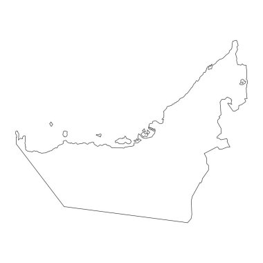 Birleşik Arap Emirlikleri 'nin haritası beyaz arkaplanda izole edilmiş vektör çizimi