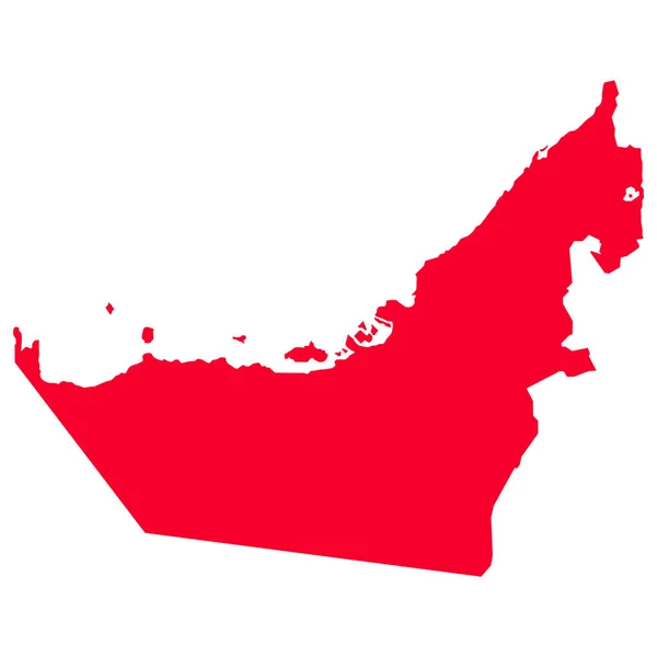 Birleşik Arap Emirlikleri Nin Kırmızı Haritası Beyaz Arkaplanda Izole Edilmiş — Stok Vektör