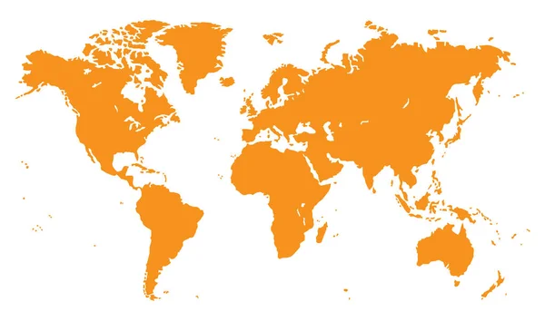 Oranje Plattegrond Van Wereld Witte Achtergrond — Stockvector