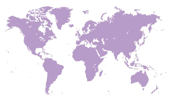 Violette Plattegrond Van Wereld Witte Achtergrond — Stockvector