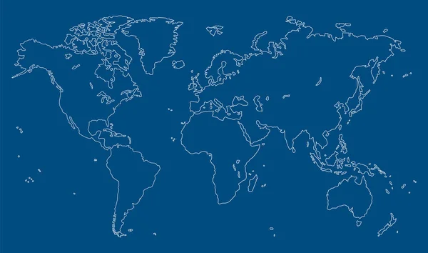 蓝色背景的世界地图 — 图库矢量图片