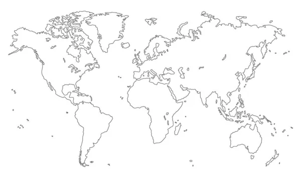 Plano Mapa Del Mundo Sobre Fondo Blanco — Vector de stock