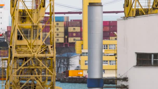 Anländer Hamn Ett Fartyg Last Container Stort Fartyg Containerfartyg Som — Stockvideo