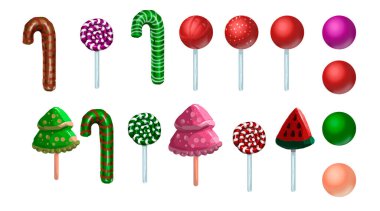 Yeni yıl temalı çubukta parlak lolipoplar..