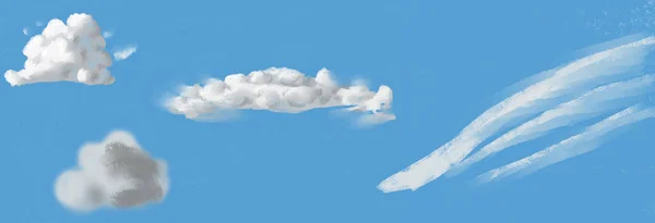 Zestaw różnych chmur na błękitnym niebie — Zdjęcie stockowe