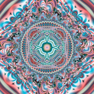 Soyut fraktal mandala, bilgisayar tarafından oluşturulan illüstrasyon.