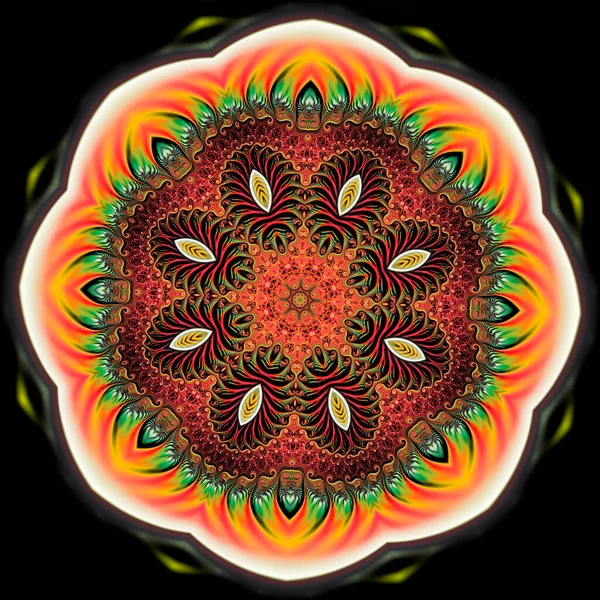 Soyut fraktal mandala, bilgisayar tarafından oluşturulan illüstrasyon.