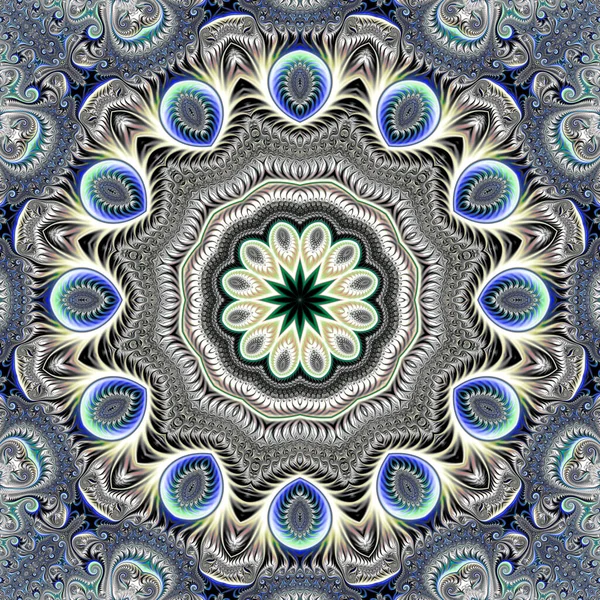 Abstrakt Fraktal Mandala Datorgenererad Illustration — Stockfoto