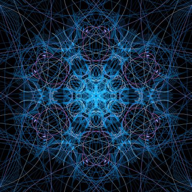 Soyut fraktal mandala, bilgisayar tarafından oluşturulan illüstrasyon.