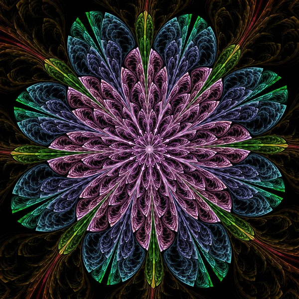 Abstrakt Fraktal Mandala Datorgenererad Illustration — Stockfoto