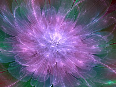 Soyut fraktal çiçek, bilgisayar tarafından oluşturulan illüstrasyon.