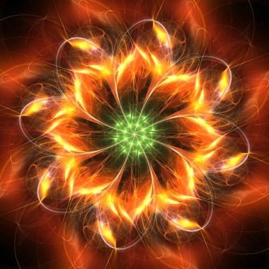 Soyut fraktal mandala, bilgisayar tarafından oluşturulan illüstrasyon.