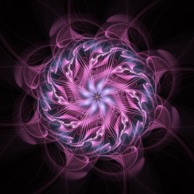 Soyut fraktal mandala, bilgisayar tarafından oluşturulan illüstrasyon.