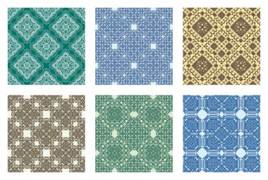 Soyut geometrik, dikişsiz kalıplar kümesi. Vektör illüstrasyonu.