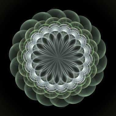 Soyut fraktal mandala, bilgisayar tarafından oluşturulan illüstrasyon.