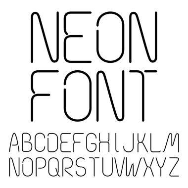 siyah neon harf, alfabe