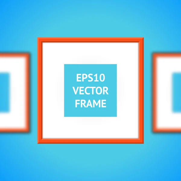 Oranžový fotorámeček na modrém pozadí — Stockový vektor