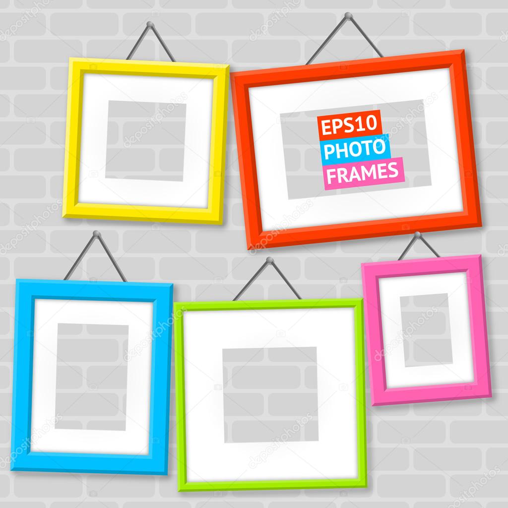 Set Of Photo Frames On A Wall