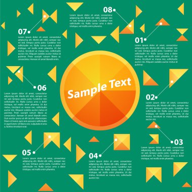 Yeşil Backgrount soyut turuncu üçgenler