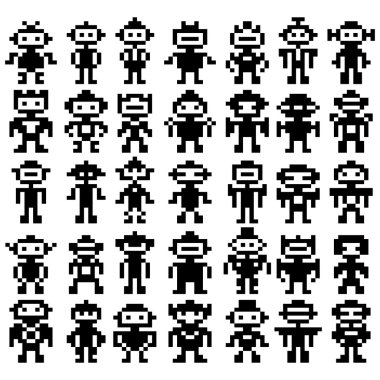 Farklı piksel robotlar kümesi