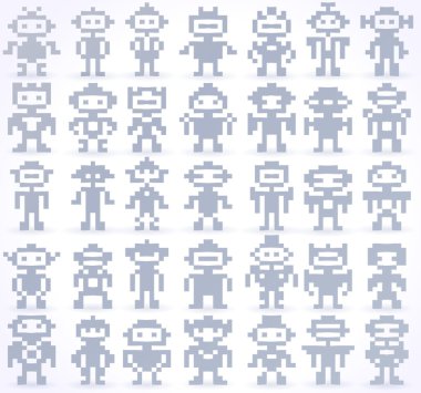 Farklı piksel robotlar kümesi