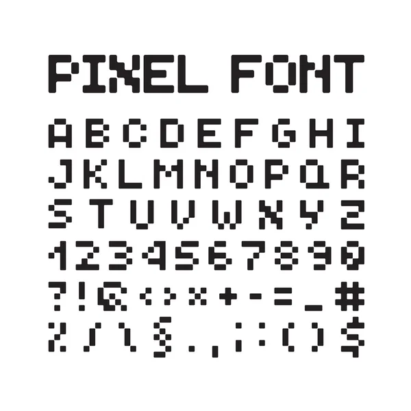 Kulaté Pixel Font, izolované Vector dopisy, abeceda — Stockový vektor