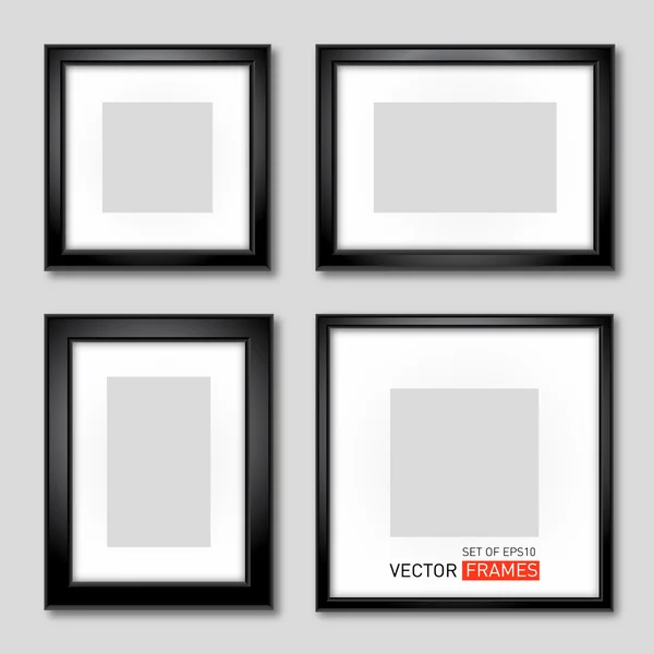 Set Of Black Picture Frames — Stock Vector