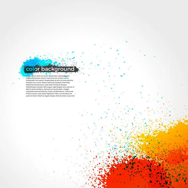 Red, Orange And Blue Splatter Paint Grunge Bright Background — Stock Vector