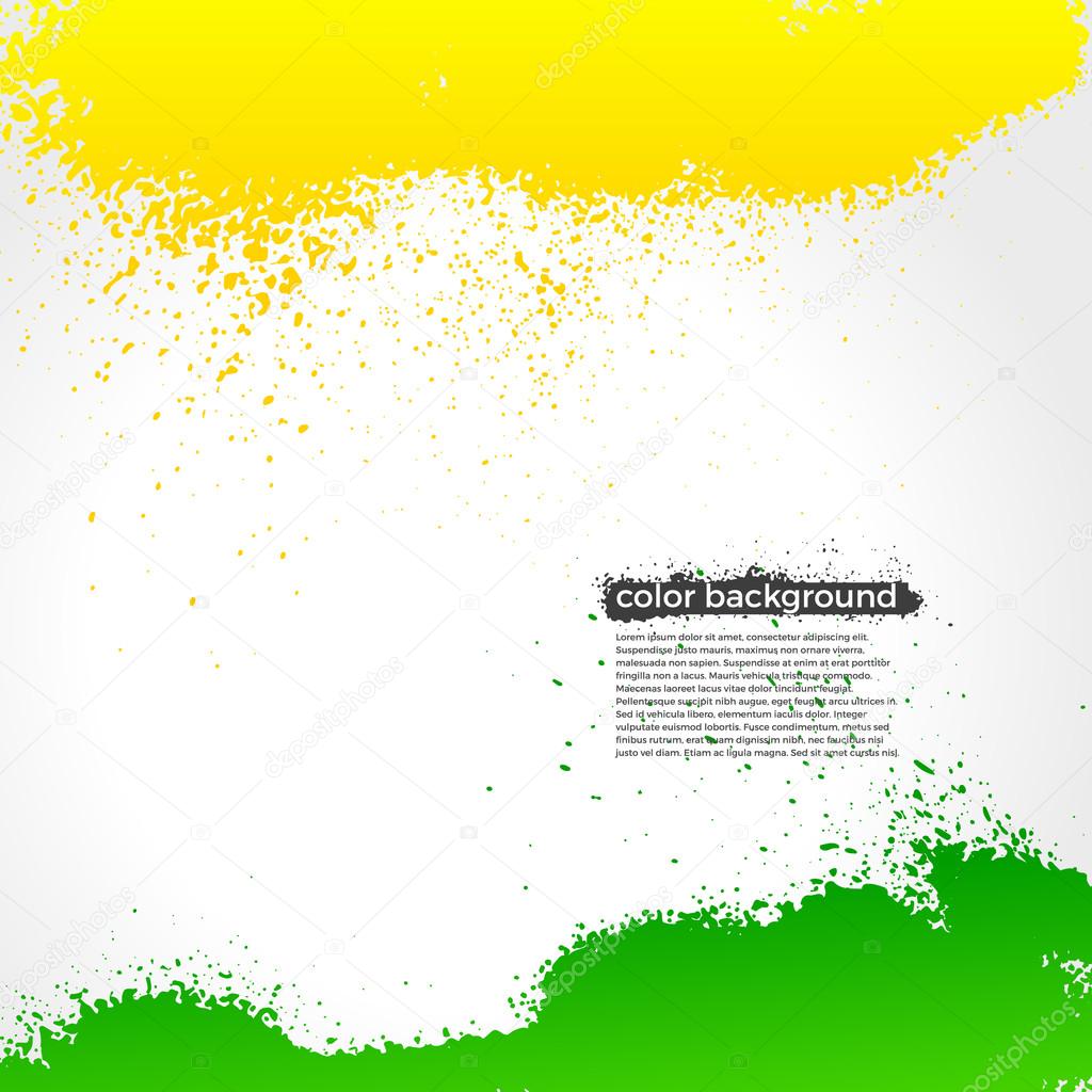 Green And Yellow Splatter Paint Grunge Bright Background