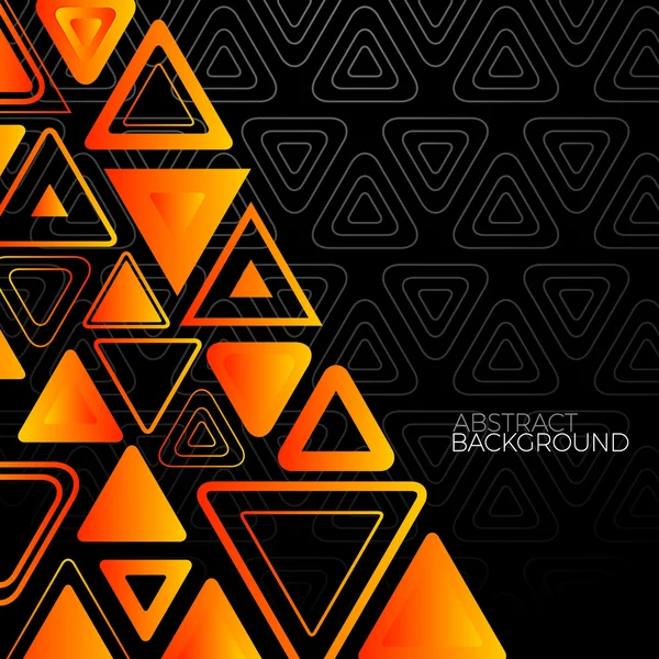 Černé pozadí abstraktní s oranžovou trojúhelníky — Stockový vektor