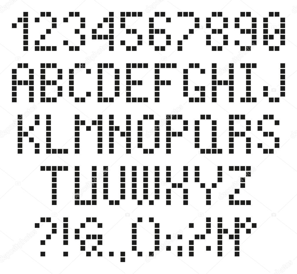 Pixel letters and numbers
