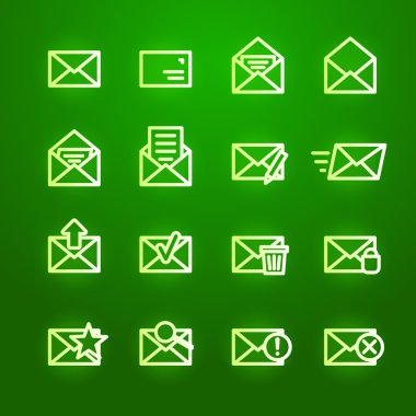 Posta yeşil simge seti