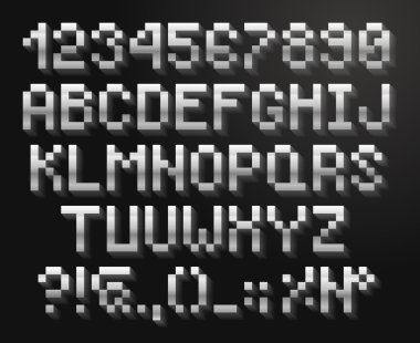 Piksel font, alfabe ve numaralar