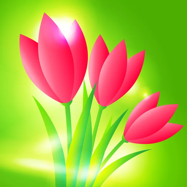 Primavera brillante fondo con tulipanes — Vector de stock