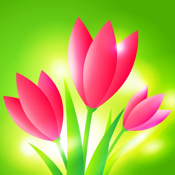 Primavera brillante fondo con tulipanes — Vector de stock