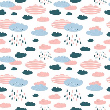 Gökyüzünde bulut ve gökkuşağı olan kusursuz desen.