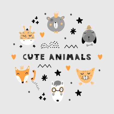 Bir grup İskandinav sevimli hayvanları.. 